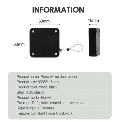 Zuniex - Automatic Door Closer Punch-Free